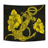 Anchor Yellow Poly Tribal Tapestry Wall Tapestry Yellow - Polynesian Pride
