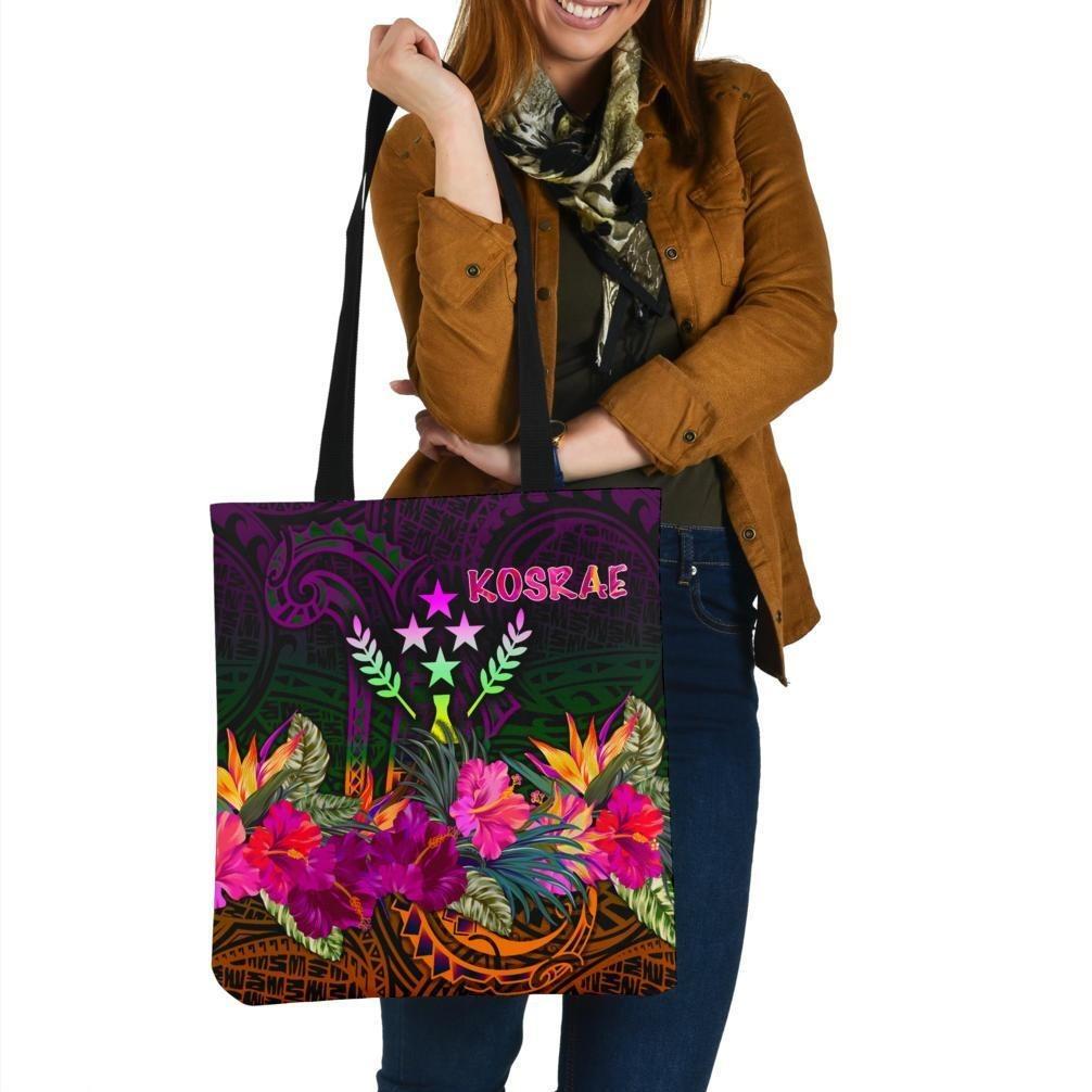 Kosrae Tote Bags - Summer Hibiscus Tote Bag One Size Reggae - Polynesian Pride