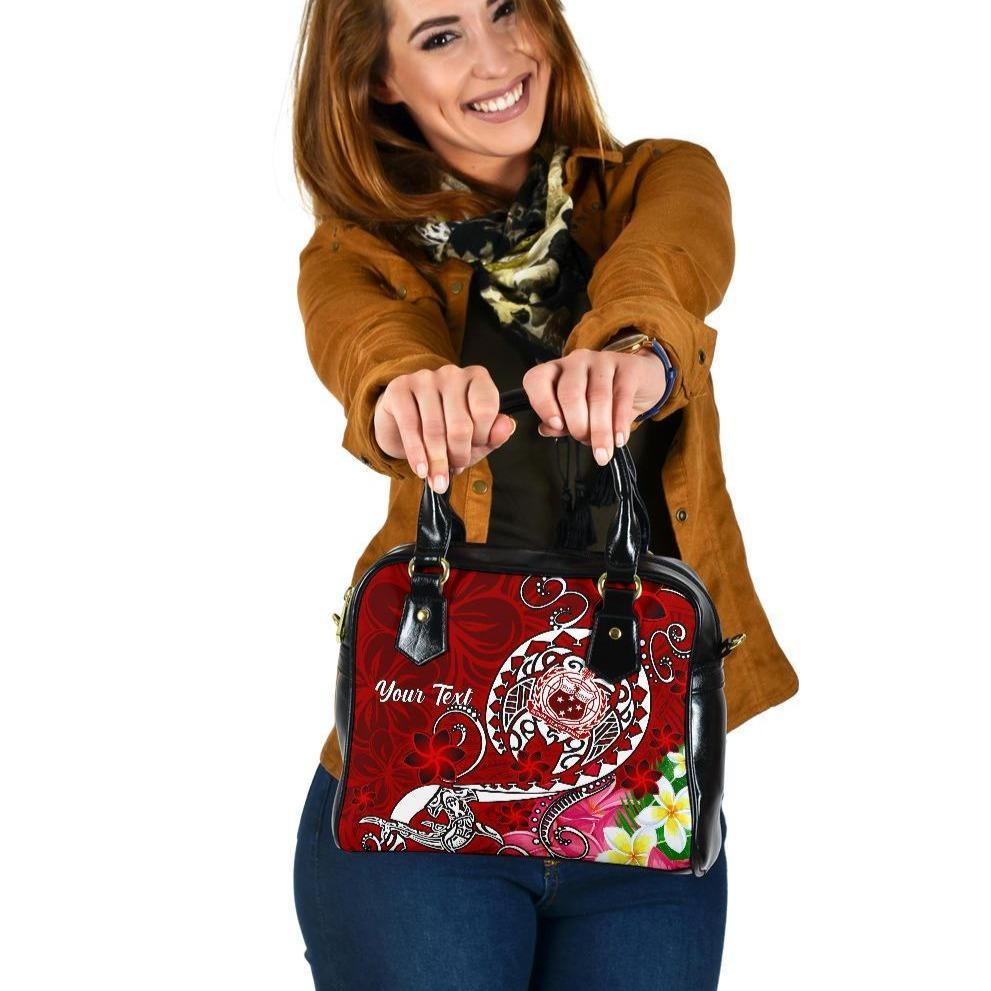 Samoa Custom Personalised Shoulder Handbag - Turtle Plumeria (Red) One Size Red - Polynesian Pride