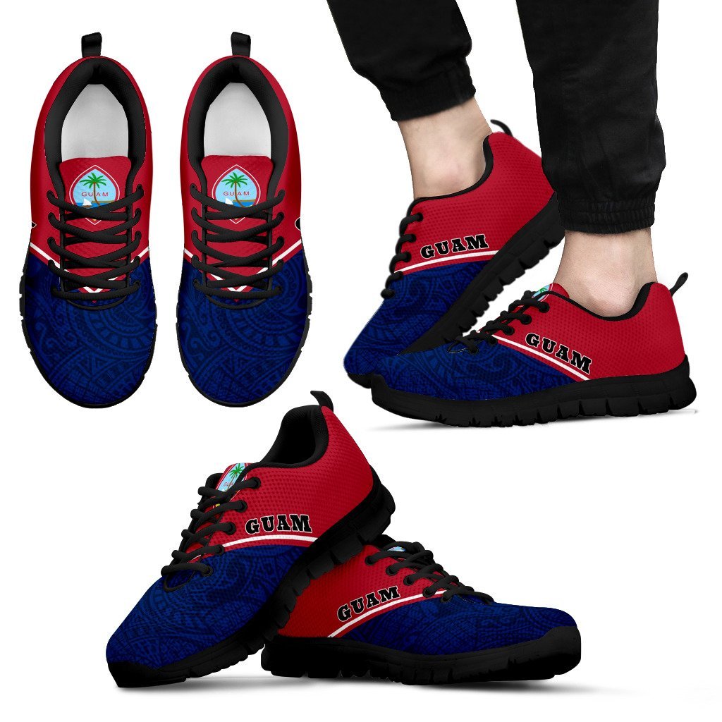 Guam Rising Sneakers - Guam Coat Of Arms Red Dark Blue - A16 Unisex - Polynesian Pride