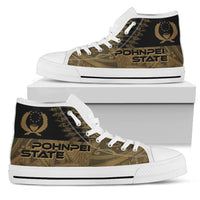 Pohnpei State High Top Shoes - Gold Color Symmetry Style Unisex Black - Polynesian Pride