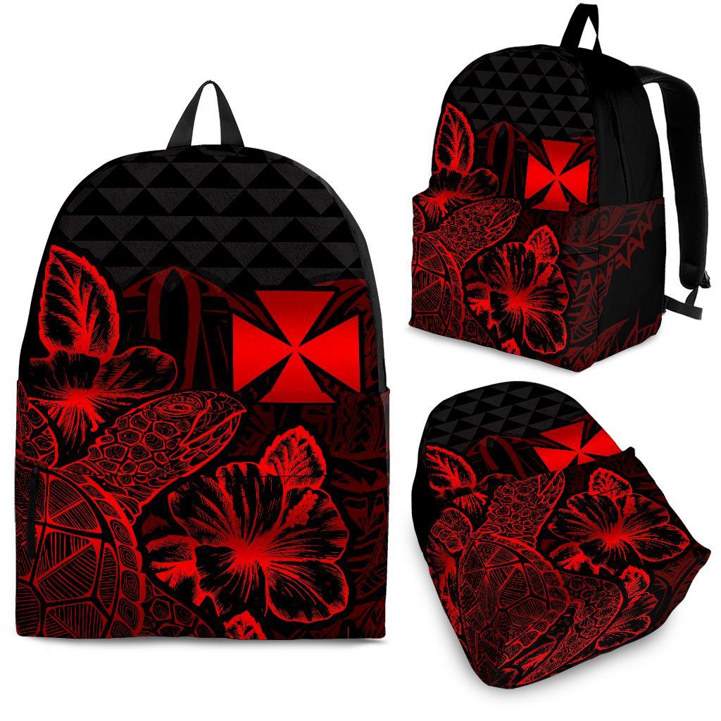 Wallis And Futuna Polynesian Backpack Turtle Hibiscus Red Red - Polynesian Pride