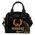 Pohnpei Micronesia Shoulder Handbag - Gold Tribal Wave One Size Black - Polynesian Pride