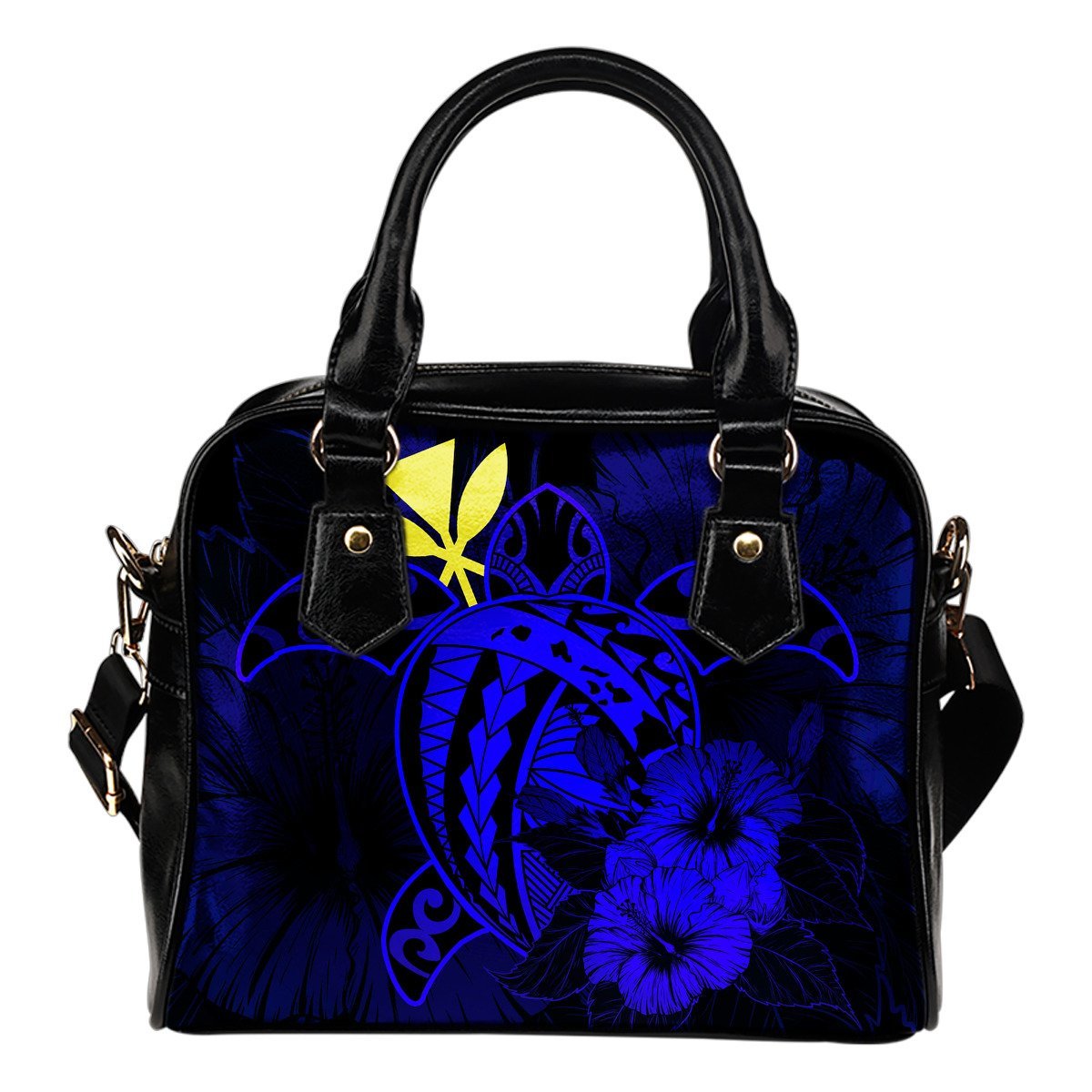 Hawaii Hibiscus Shoulder Handbag - Harold Turtle - Blue One Size Blue - Polynesian Pride