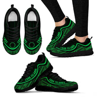 Cook Islands Wave Sneakers - Polynesian Pattern Green Color Women's Sneakers - Black - Cook Islands Black - Polynesian Pride