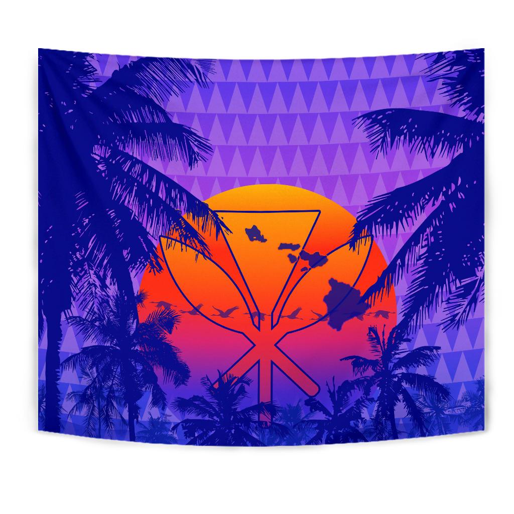 Hawaii Summer Sunset Kanaka Kakau Tapestry - Polynesian Pride