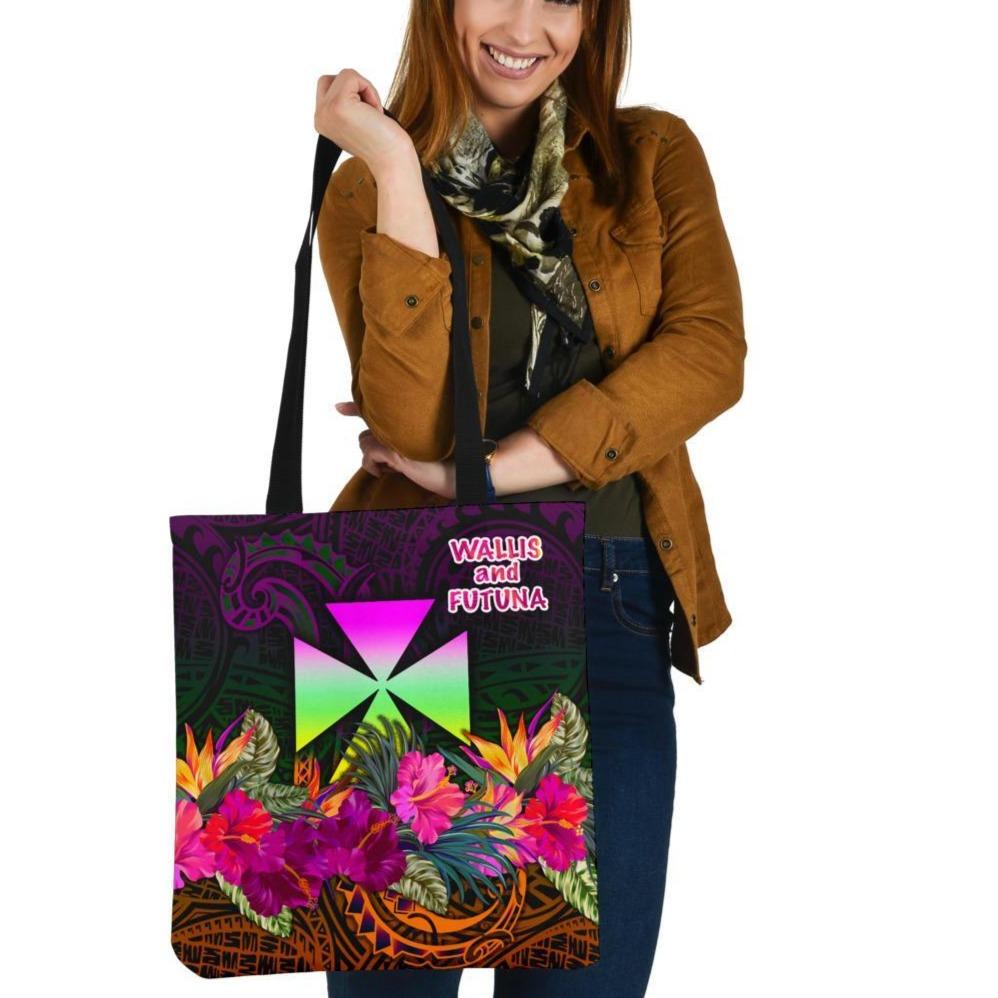 Wallis and Futuna Tote Bags - Summer Hibiscus Tote Bag One Size Reggae - Polynesian Pride