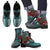 Cook Islands Leather Boots - Blue Turtle Tribal Blue - Polynesian Pride