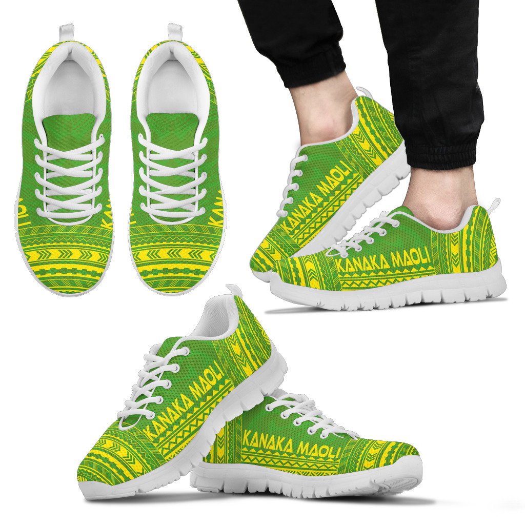 Kanaka Maoli Sneakers - Kanaka Maoli Polynesian Chief Tattoo Green Yellow Version - Polynesian Pride