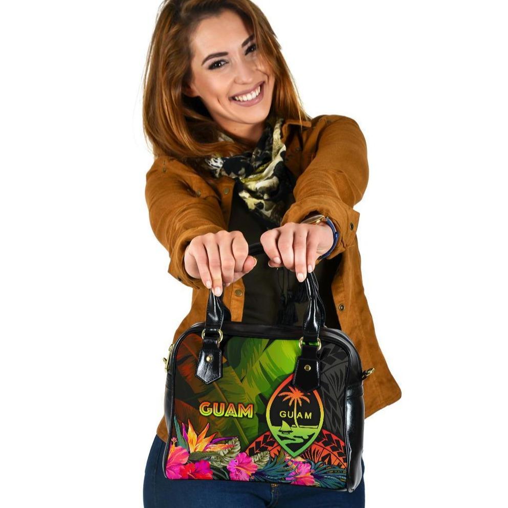 Guam Polynesian Shoulder Handbag - Hibiscus and Banana Leaves One Size Reggae - Polynesian Pride