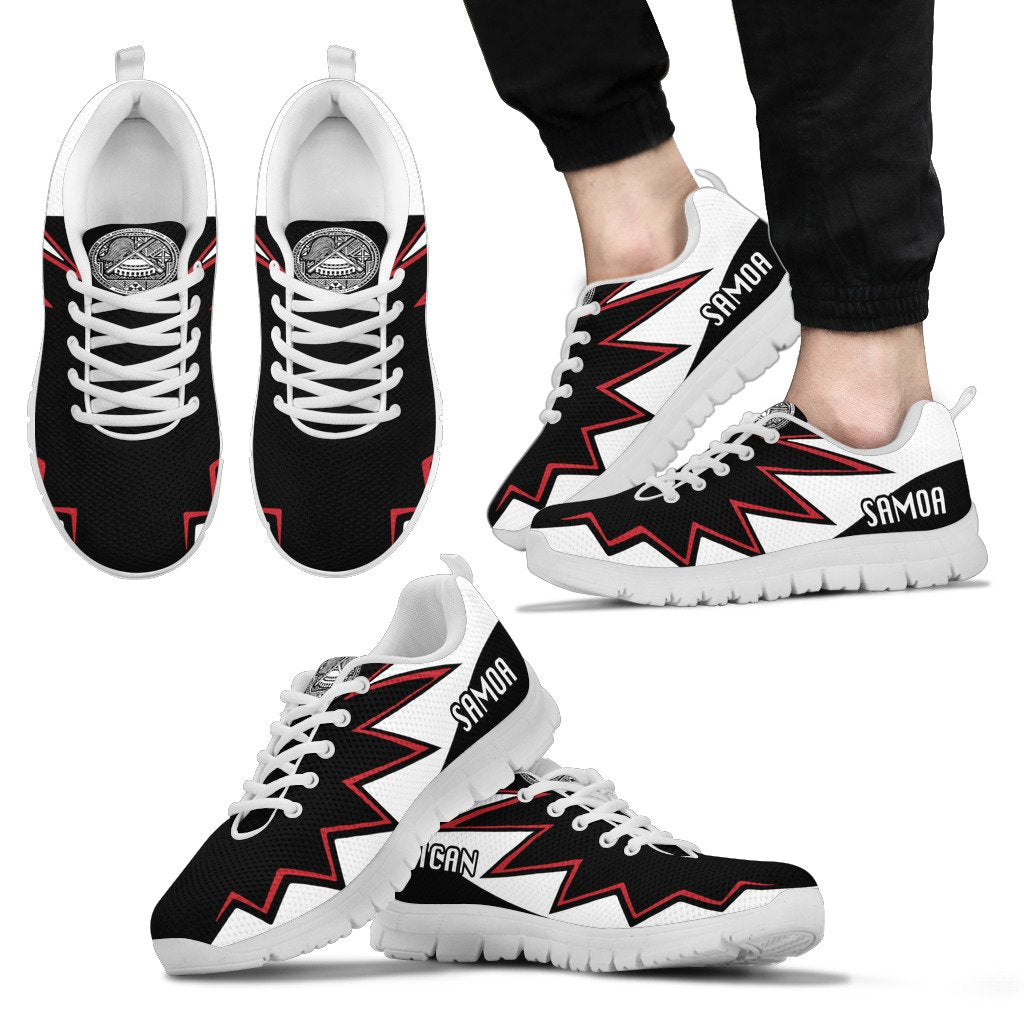 American Samoa Sneakers - American Samoa Seal Black Thunder Style Unisex White - Polynesian Pride