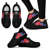 Samoa Sneakers - Samoa Coat Of Arms & Flag Wing - A8 Unisex Black - Polynesian Pride