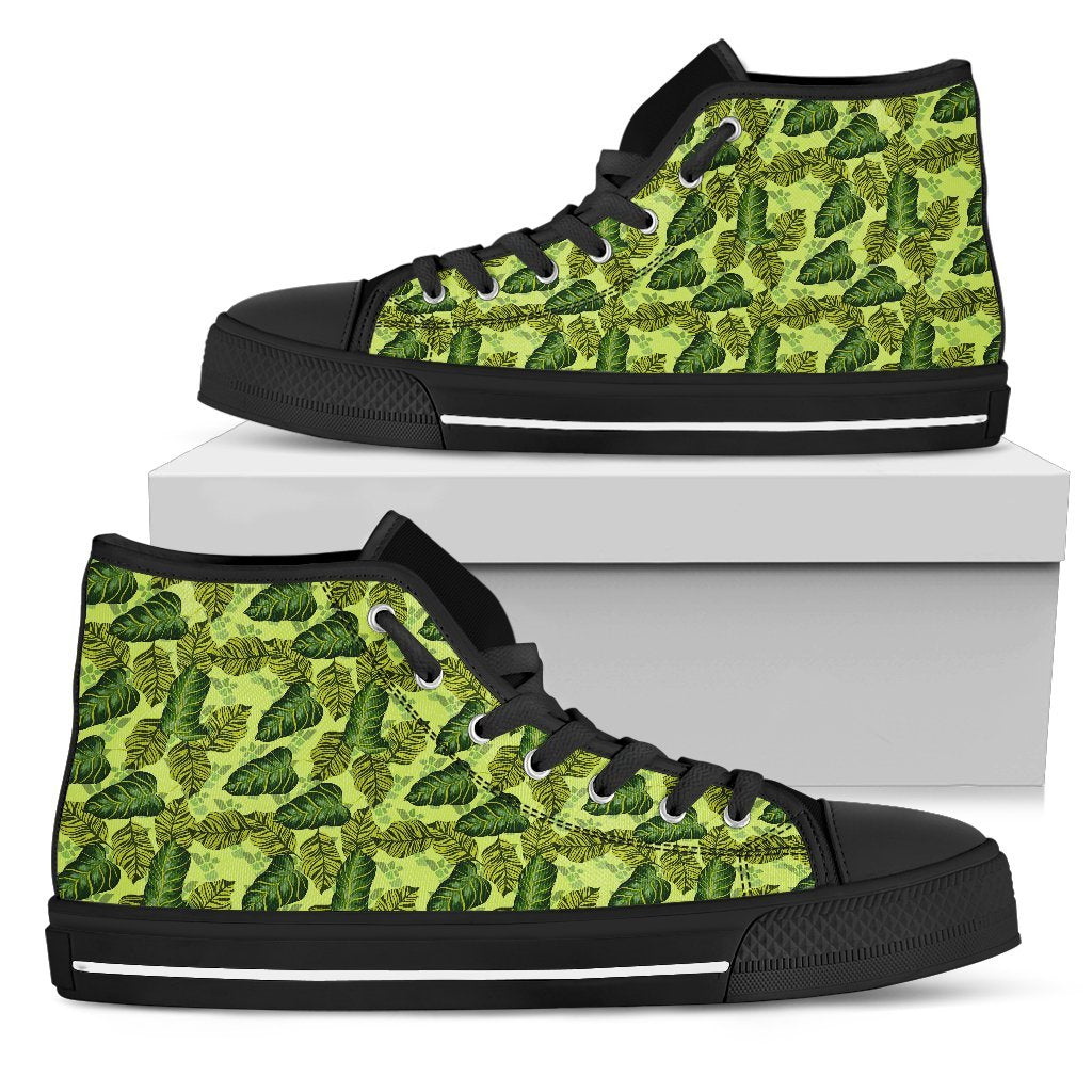 Hawaiian Shoes - Tropical Green High Top Shoes Mens High Top Black - Polynesian Pride