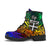 Fiji Leather Boots - Rainbow Polynesian Pattern - Polynesian Pride