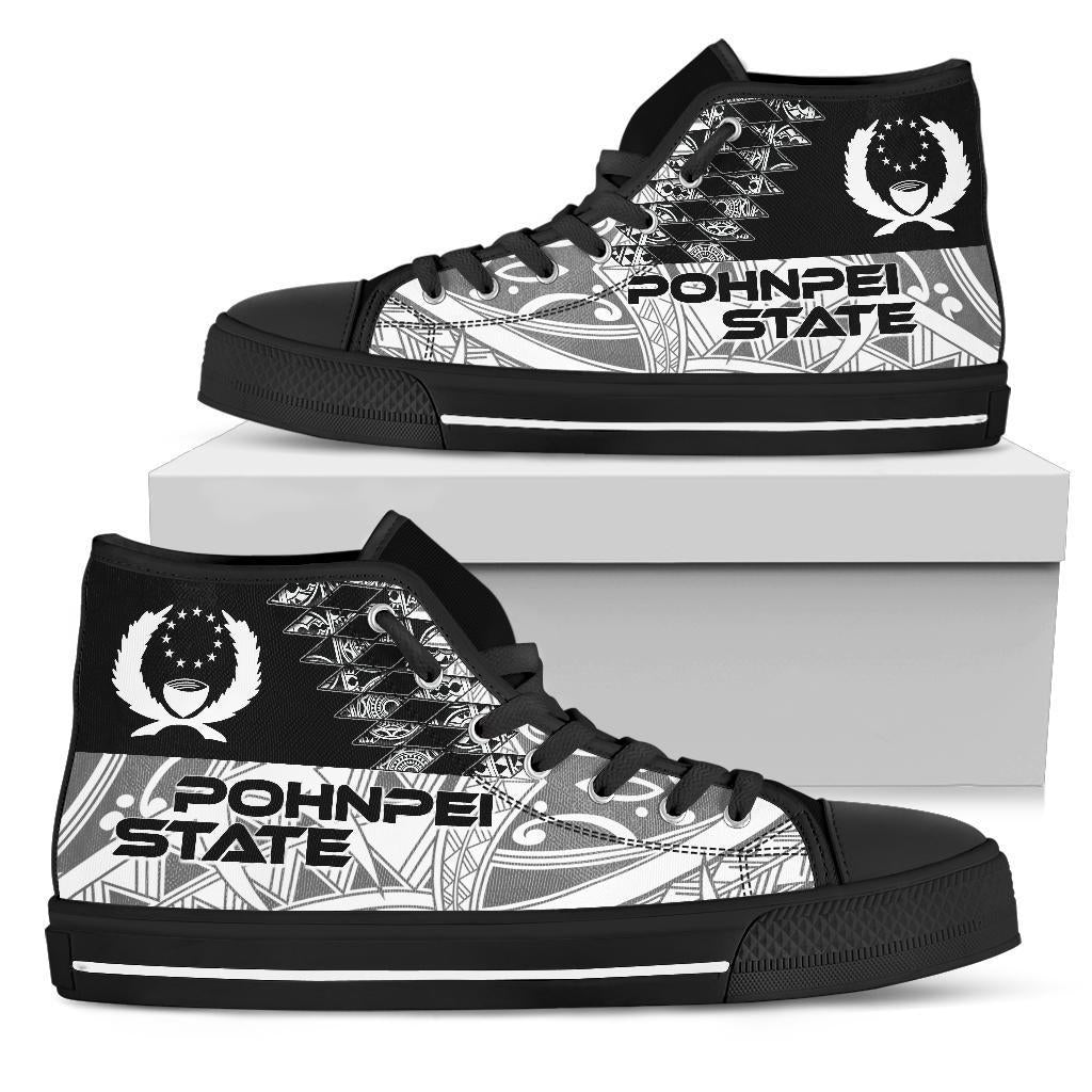 Pohnpei State High Top Shoes - White Color Symmetry Style Unisex White - Polynesian Pride