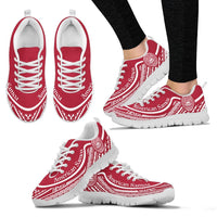 American Samoa Wave Sneakers White Red Color Women's Sneakers - White - American Samoa White - Polynesian Pride