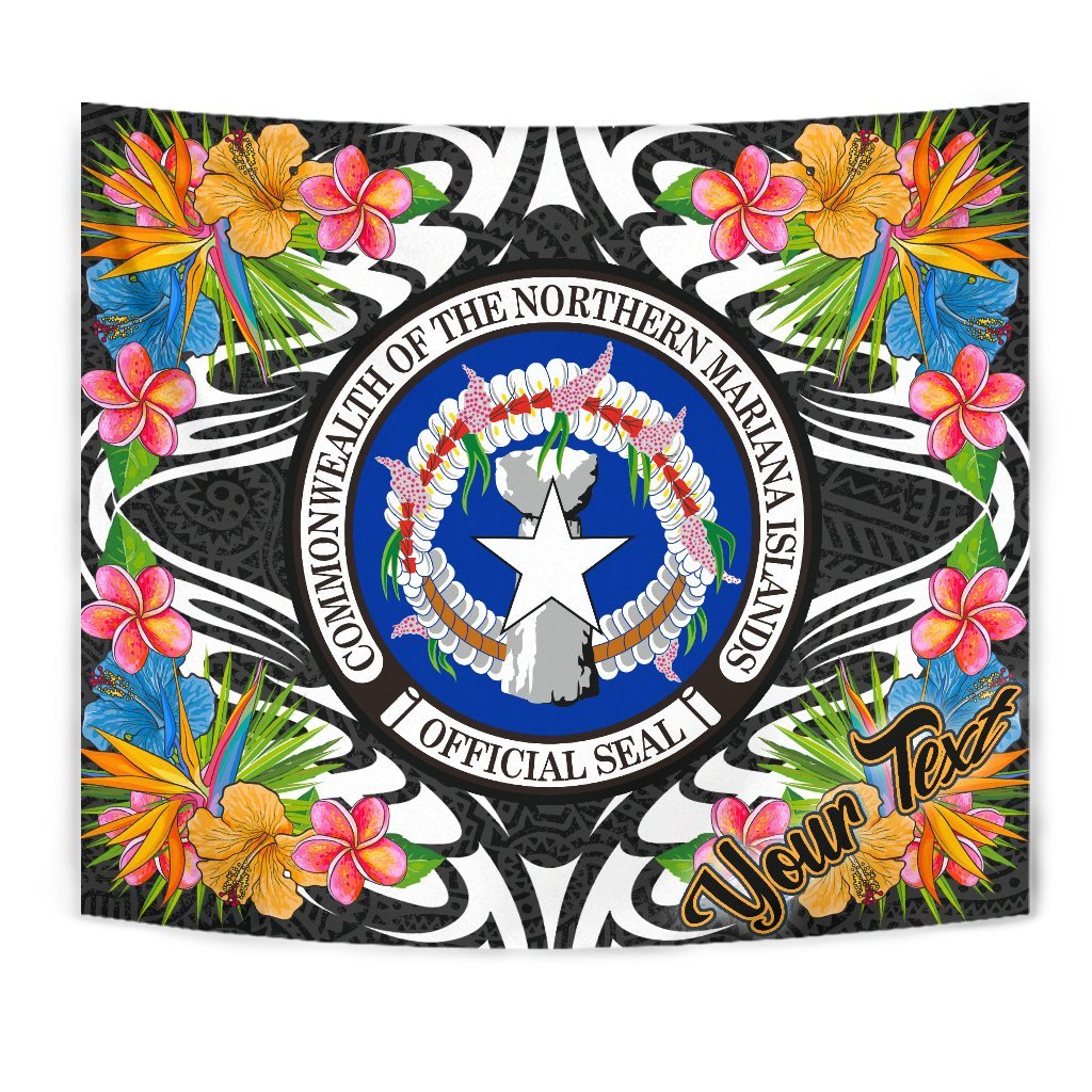 Northern Mariana Islands Tapestrys - Custom Personalised Tropical Flowers Style - Polynesian Pride