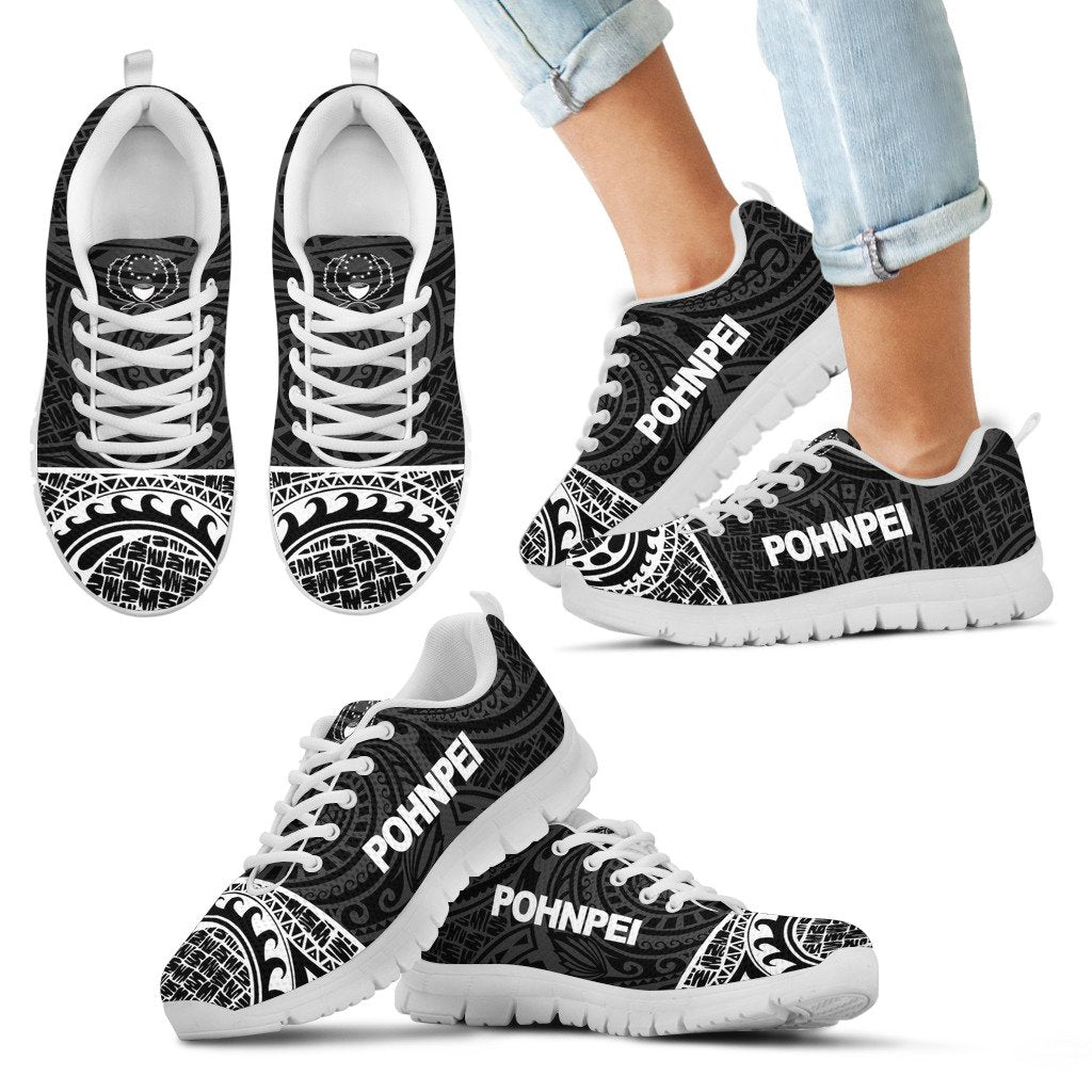 Pohnpei Sneakers - Pohnpei Flag Micronesia Black Style - Polynesian Pride