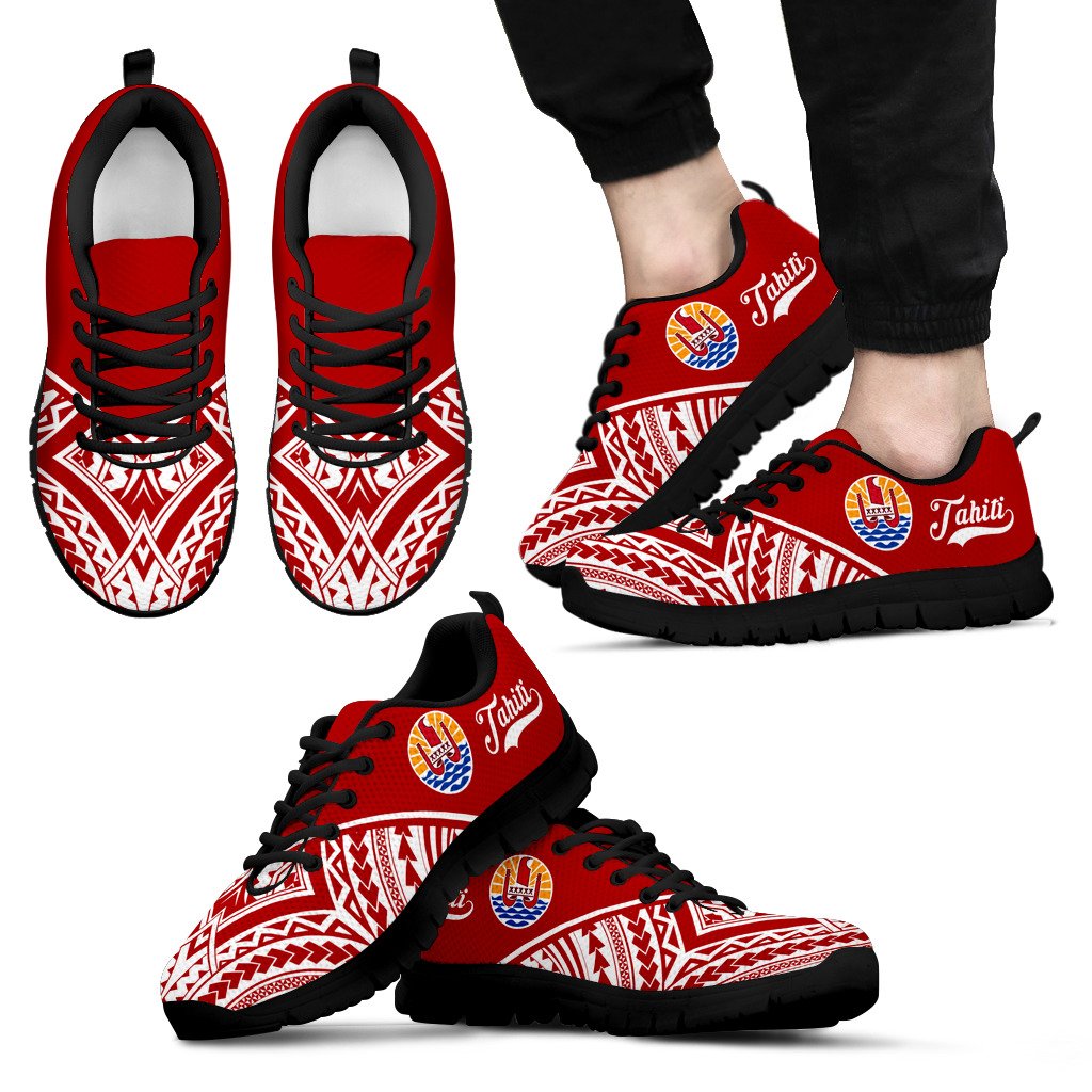 Tahiti Sneakers - Tahiti Flag Polynesian Tattoo 2nd Ver Unisex Black - Polynesian Pride