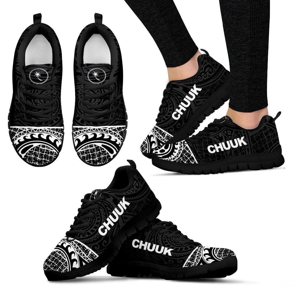 Chuuk Sneakers - Chuuk Flag Micronesian Black Style - Polynesian Pride