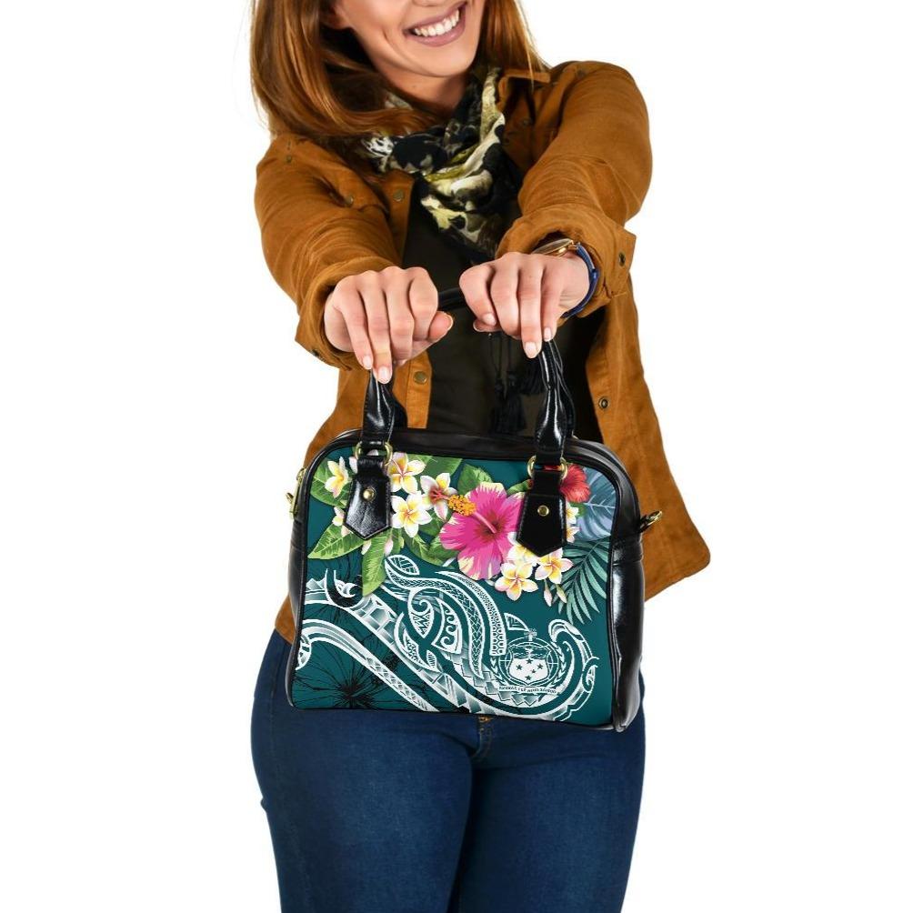 Samoa Polynesian Shoulder Handbag - Summer Plumeria One Size Blue - Polynesian Pride