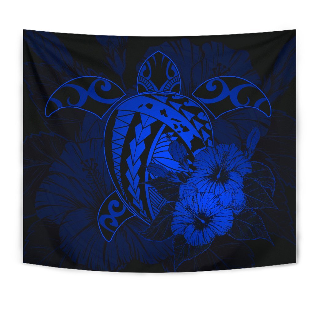 Hawaii Hibiscus Tapestry - Harold Turtle - Blue - Polynesian Pride