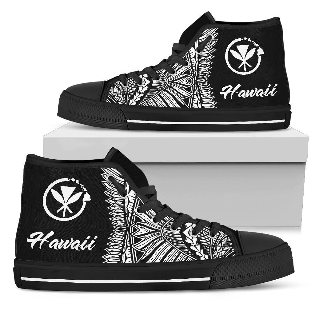 Hawaii Polynesian High Top Shoes - Hawaii Pride White Version Unisex Black - Polynesian Pride