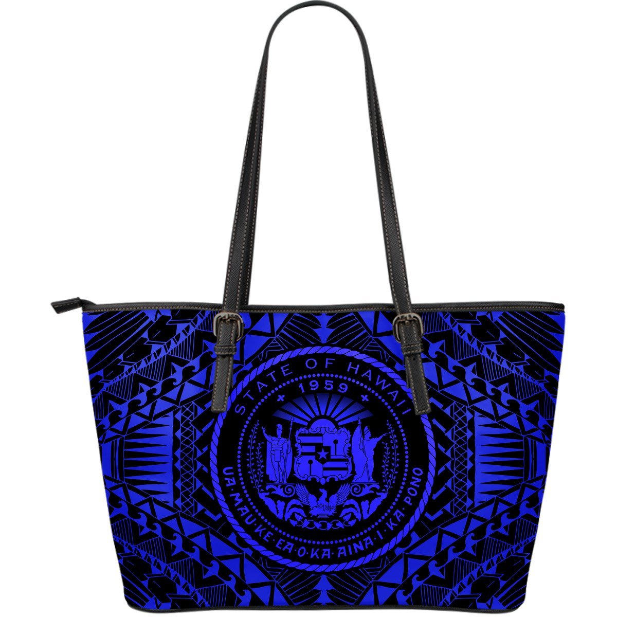 Hawaii Seal Leather Tote Bag (Blue) A6 Blue - Polynesian Pride