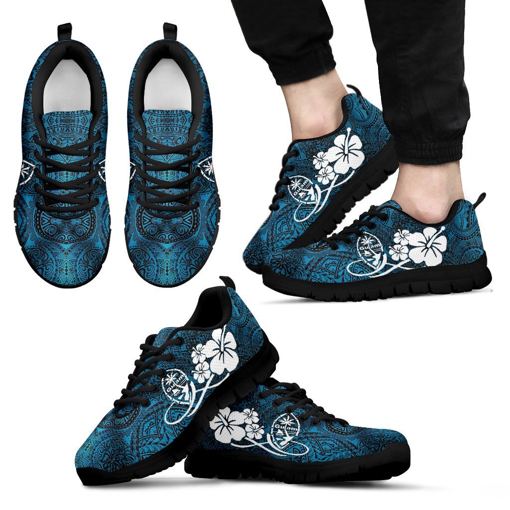 Guam Sneakers - Guam Seal Hibiscus In Polynesian Style - NN9 Unisex Black - Polynesian Pride