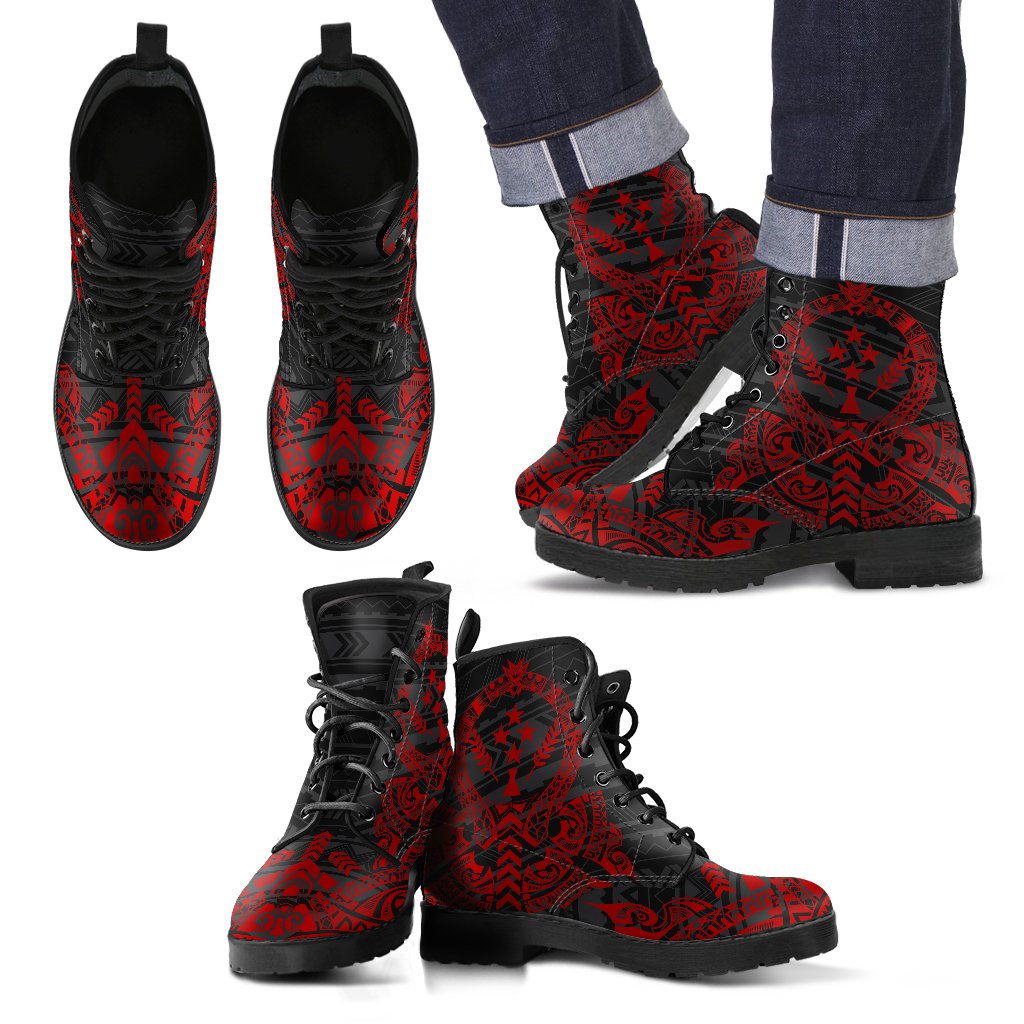 Kosrae Leather Boots - Tribal Red Red - Polynesian Pride