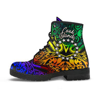 Cook Island Leather Boots - Rainbow Polynesian Pattern - Polynesian Pride