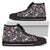 Hawaiian Shoes - Tropical Hibiscus Red And Plumeria White High Top Shoes Womens High Top Black - Polynesian Pride