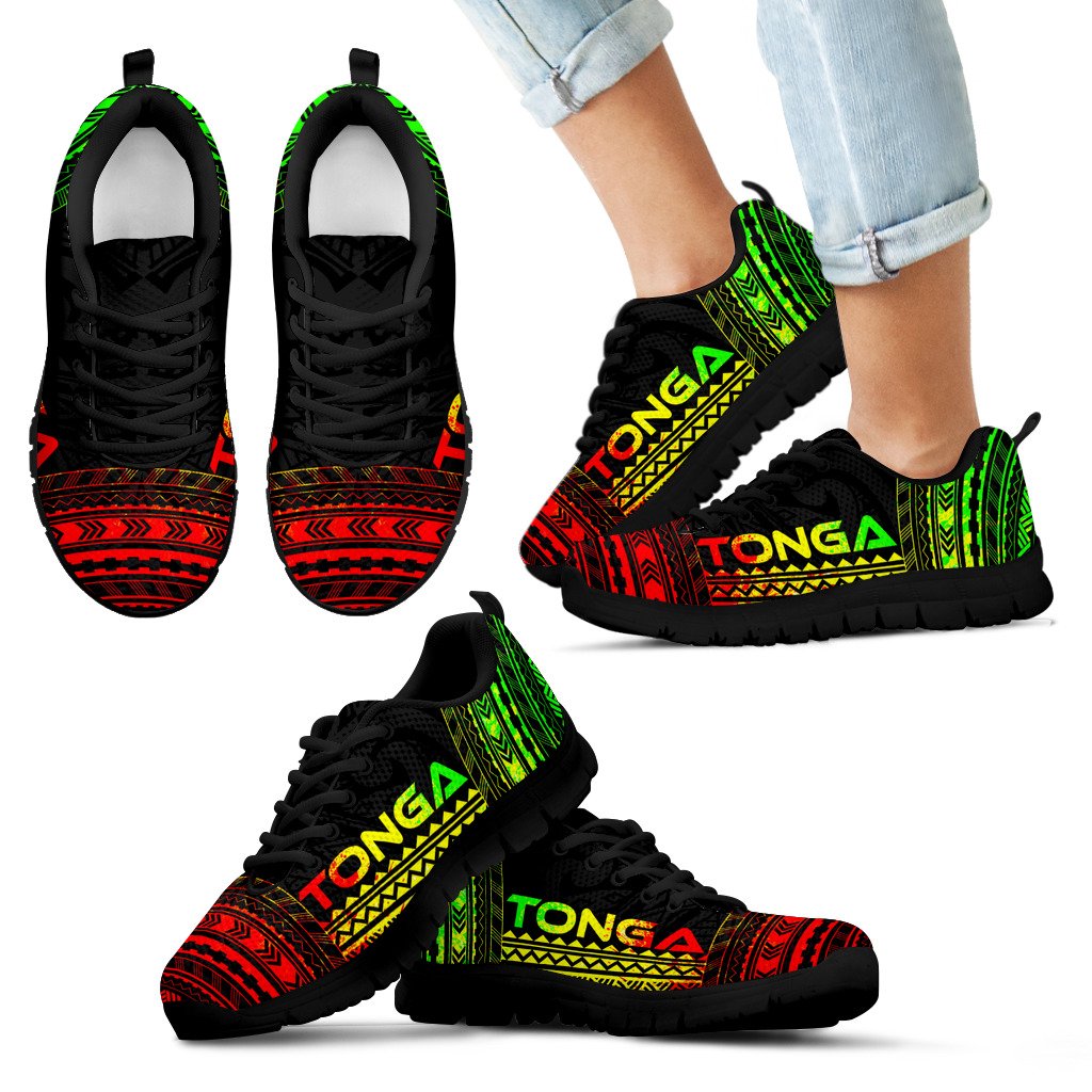 Tonga Sneakers - Tonga Polynesian Chief Tattoo Reggae Version - Polynesian Pride