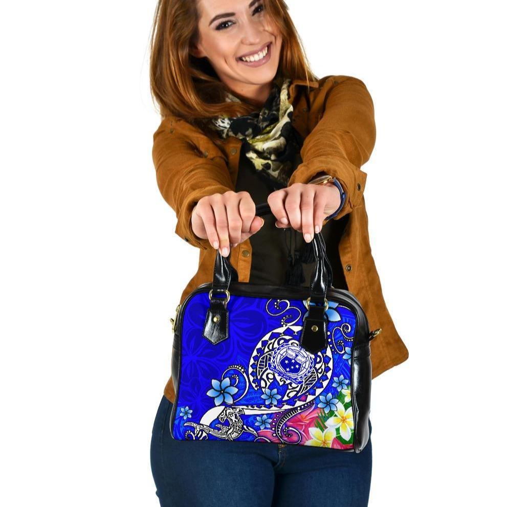 Samoa Shoulder Handbag - Turtle Plumeria (Blue) One Size Blue - Polynesian Pride