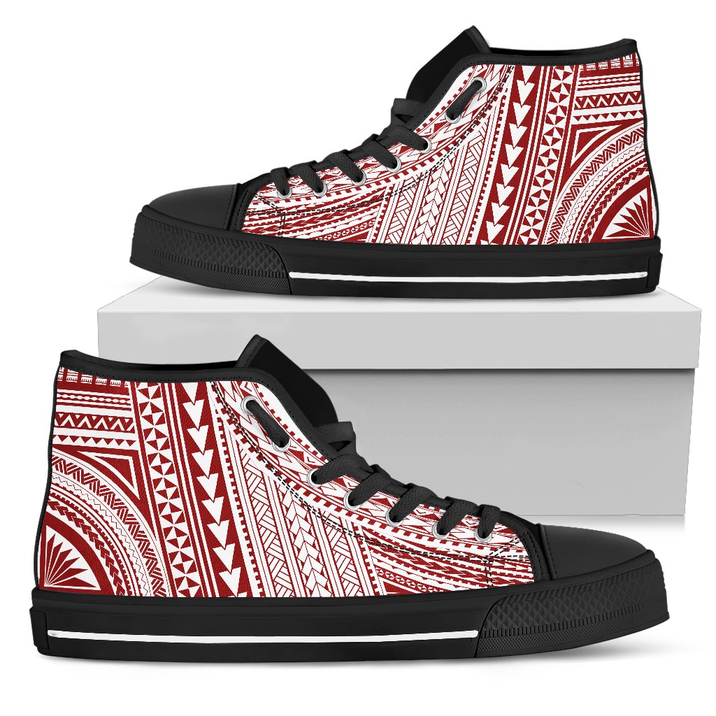 Polynesian High Top Canvas Shoes - Red Version Unisex Black - Polynesian Pride
