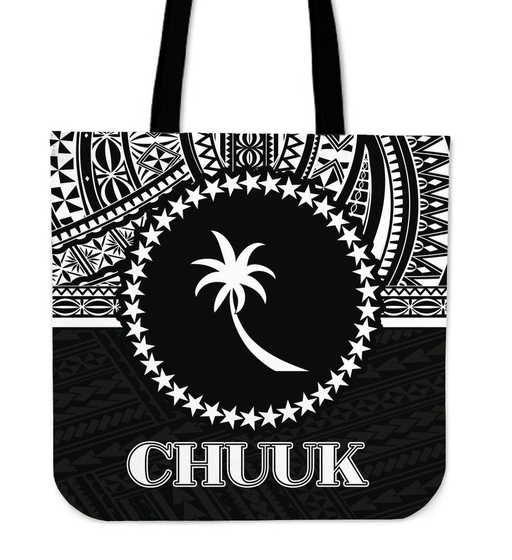 Chuuk Tote Bag - Micronesian Black White Version Tote Bag One Size Black - Polynesian Pride