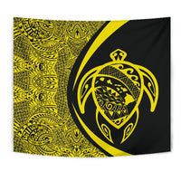 Hawaii Turtle Map Polynesian Tapestry - Yellow - Circle Style - Polynesian Pride
