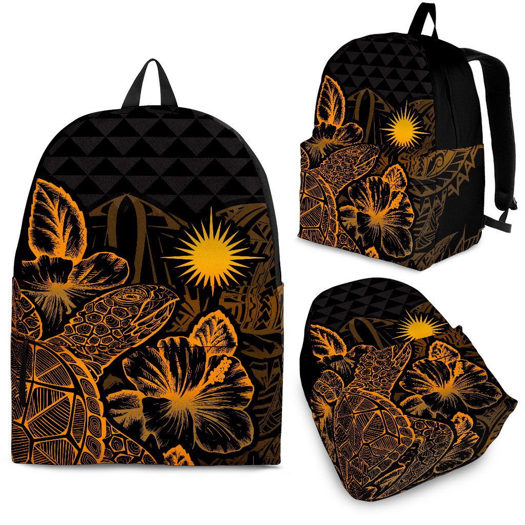 Marshall Islands Polynesian Backpack Turtle Hibiscus Gold Gold - Polynesian Pride