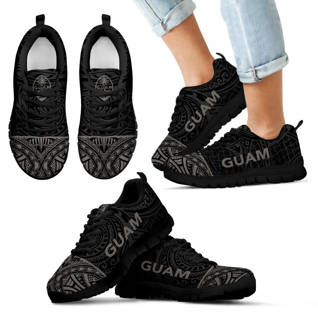 Guam Sneakers - Guam Coat Of Arms Micronesian Grey Style - Polynesian Pride