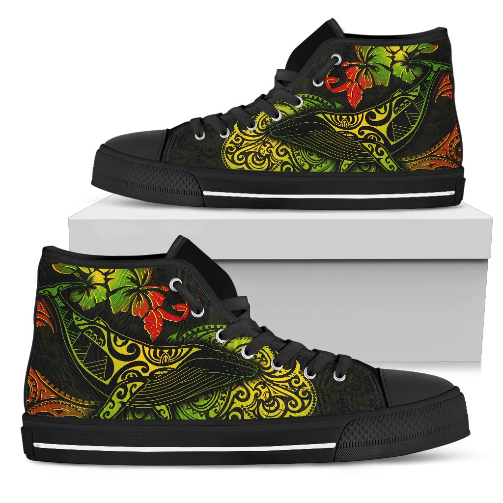 Hawaii High Top Shoes - Polynesian Humpback Whale Unisex Black - Polynesian Pride