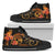 Tonga Polynesian High Top Shoes - Gold Plumeria Unisex Black - Polynesian Pride