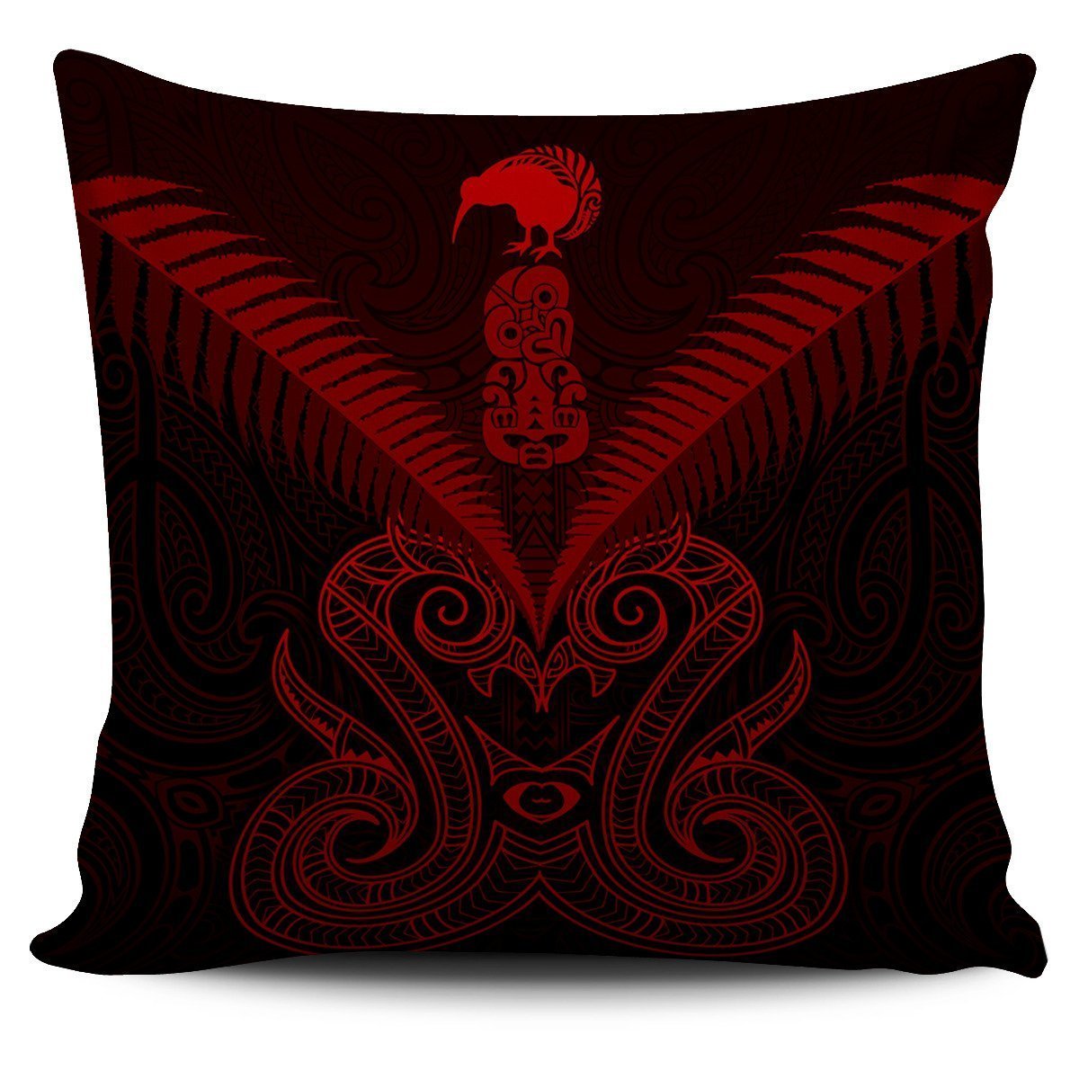 Maori Manaia New Zealand Pillow Cover Red - Polynesian Pride