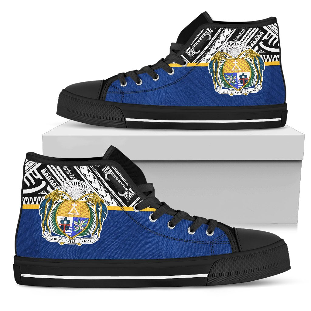 Nauru High Top Shoes - Polynesian Design Unisex White - Polynesian Pride