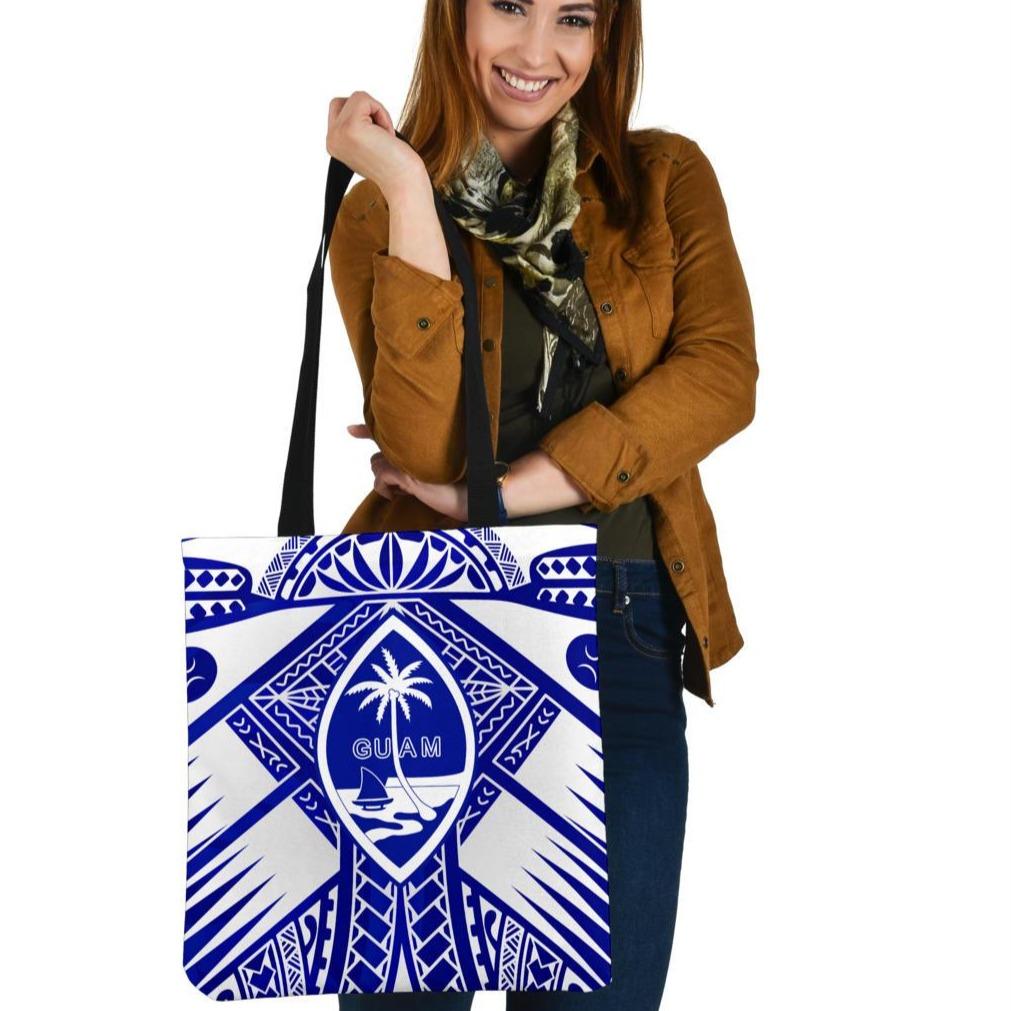 Guam Polynesian Tote Bag - Guam White Seal with Polynesian Tattoo Ver 02 Tote Bag One Size White - Polynesian Pride