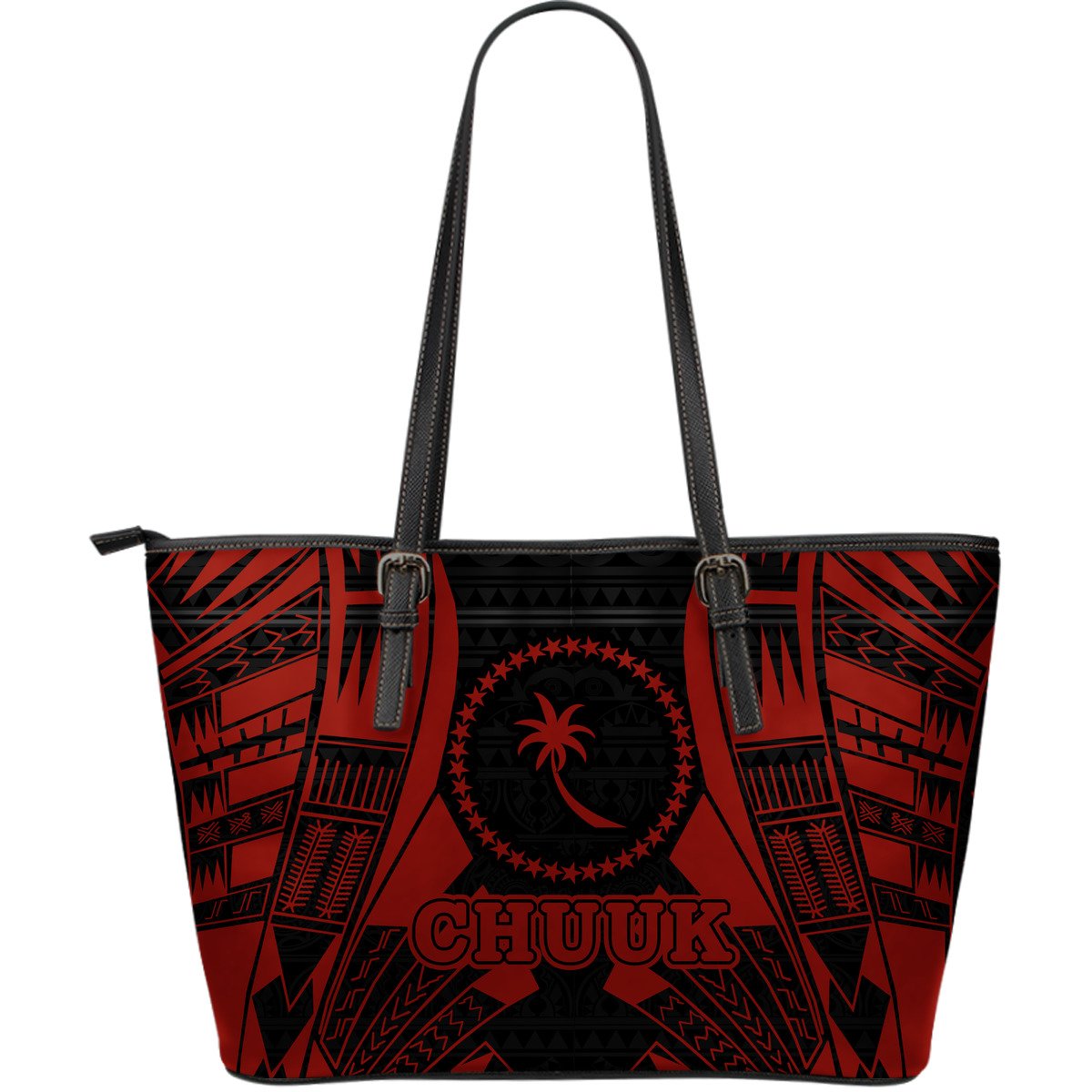 Chuuk Leather Tote Bag - Red Tattoo Style Red - Polynesian Pride