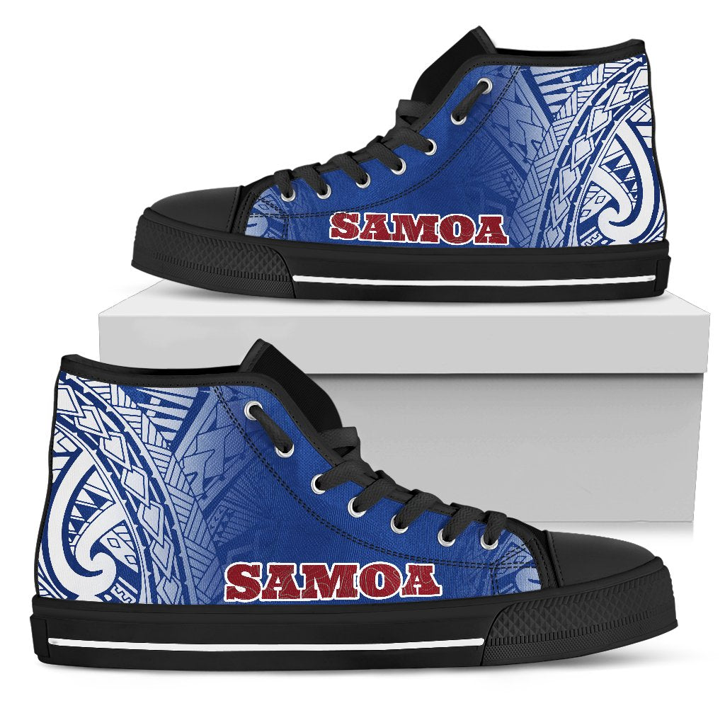 Samoa High Top Shoes - Polynesian Fog Blue Unisex Black - Polynesian Pride