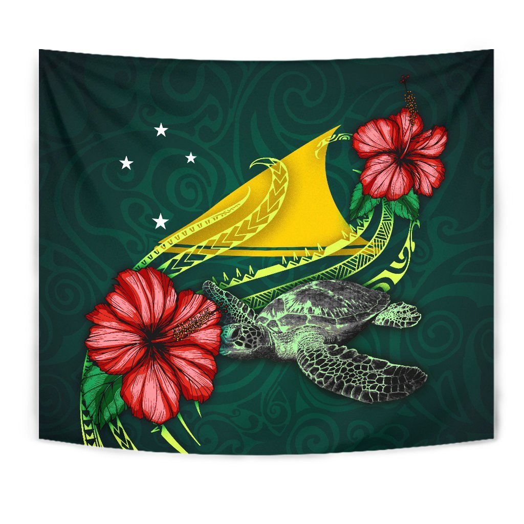 Tokelau Polynesian Tapestry - Green Turtle Hibiscus - Polynesian Pride