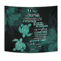 Hawaii Turtle Tapestry Hibiscus To My Wife Turquoise AH - Polynesian Pride