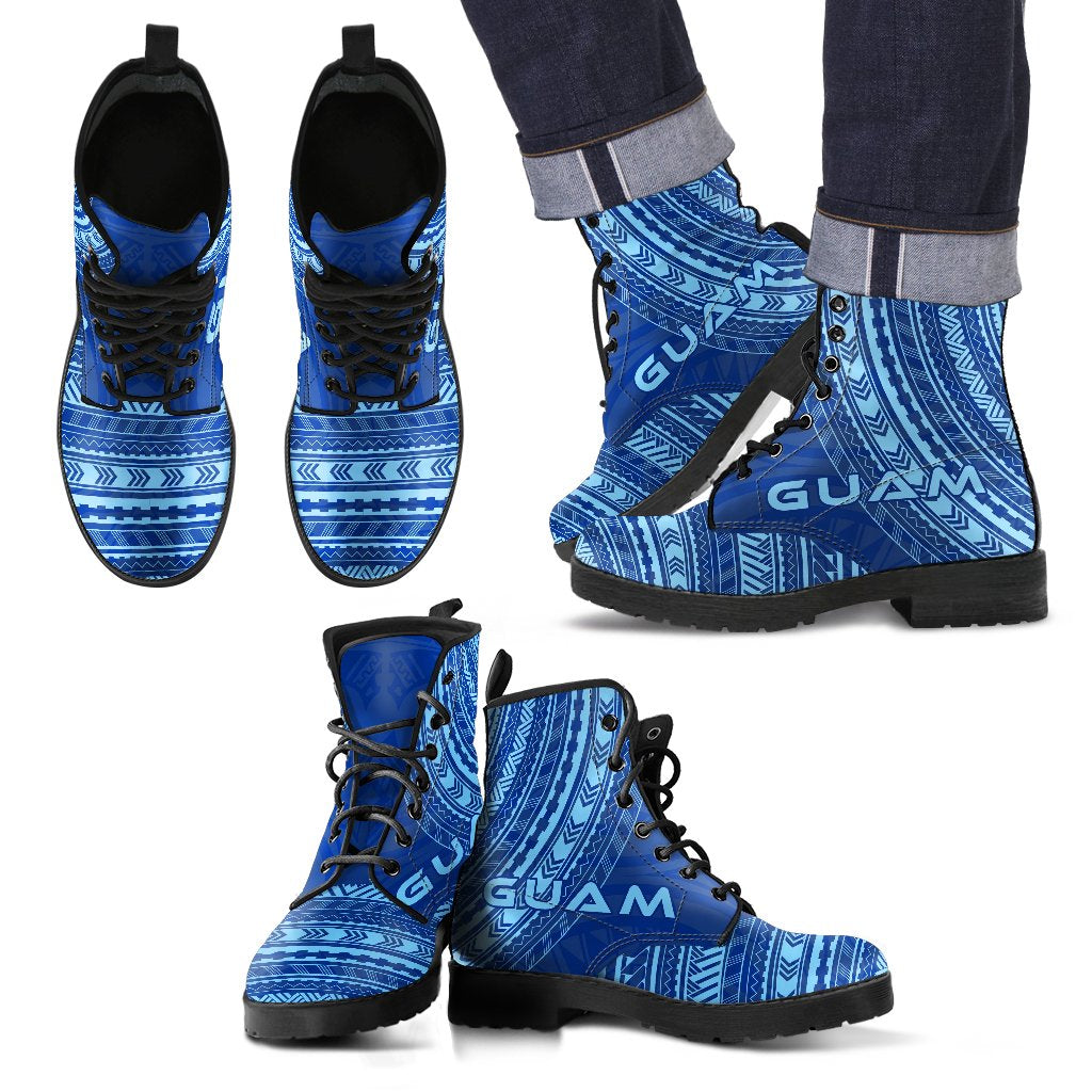 guam Leather Boots - Polynesian Flag Chief Version Black - Polynesian Pride