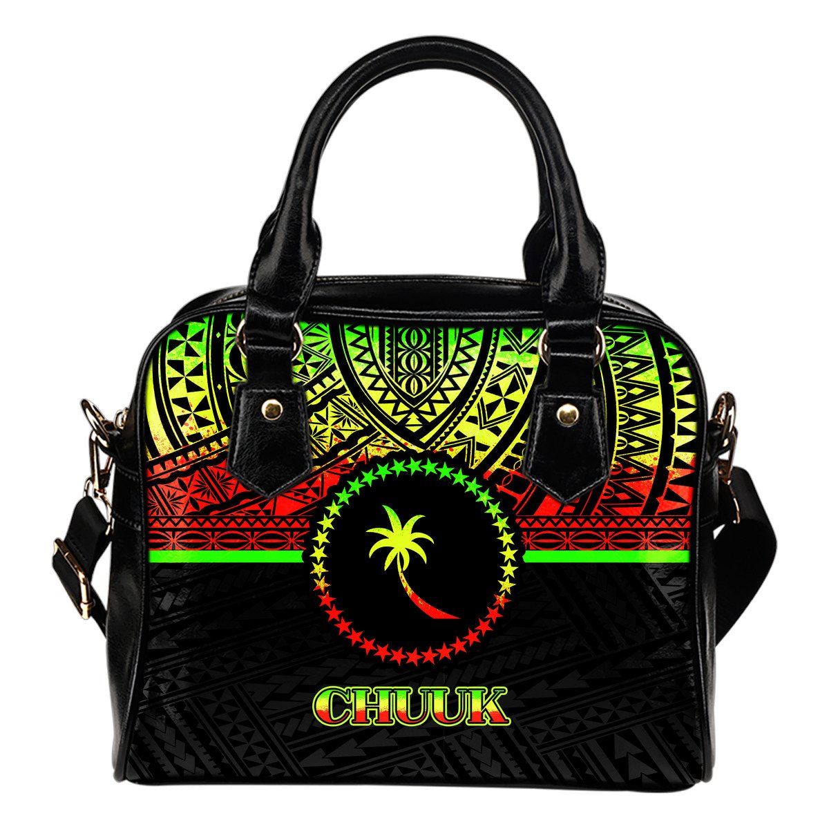 Chuuk Shoulder Handbag - Reggae Color Version One Size Black - Polynesian Pride